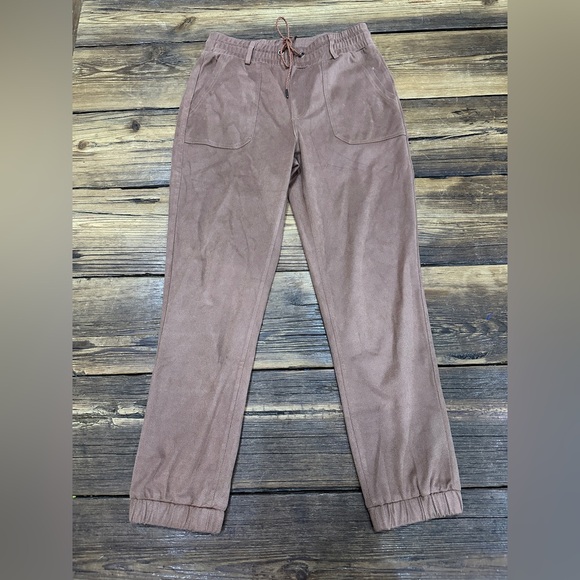 Sepia Brown Tribal Vegan Leather Set Biker Moto Jacket M Pull On Pants S - Picture 9 of 13